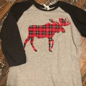 Buffalo Plaid T  moose Maine  3/4 length sleeves⬛️